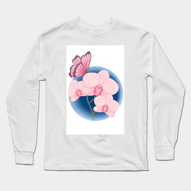 Orchids and butterfly Long Sleeve T-Shirt by VikkiKrash